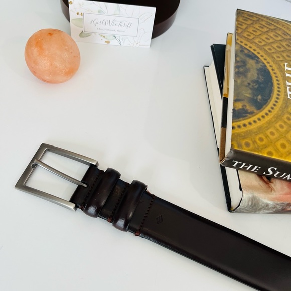 JOSEPH ABBOUD Belt Genuine Leather Gunmetal Buckle Handcrafted In Italy - Picture 12 of 15